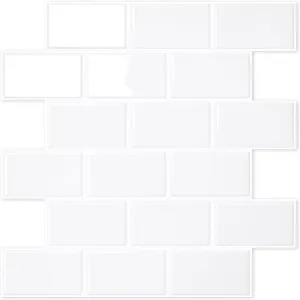 STICKGOO 10-Sheet White Subway Tiles Peel and Stick Backsplash, Stick on Tiles Kitchen Backsplash (Thicker Design)