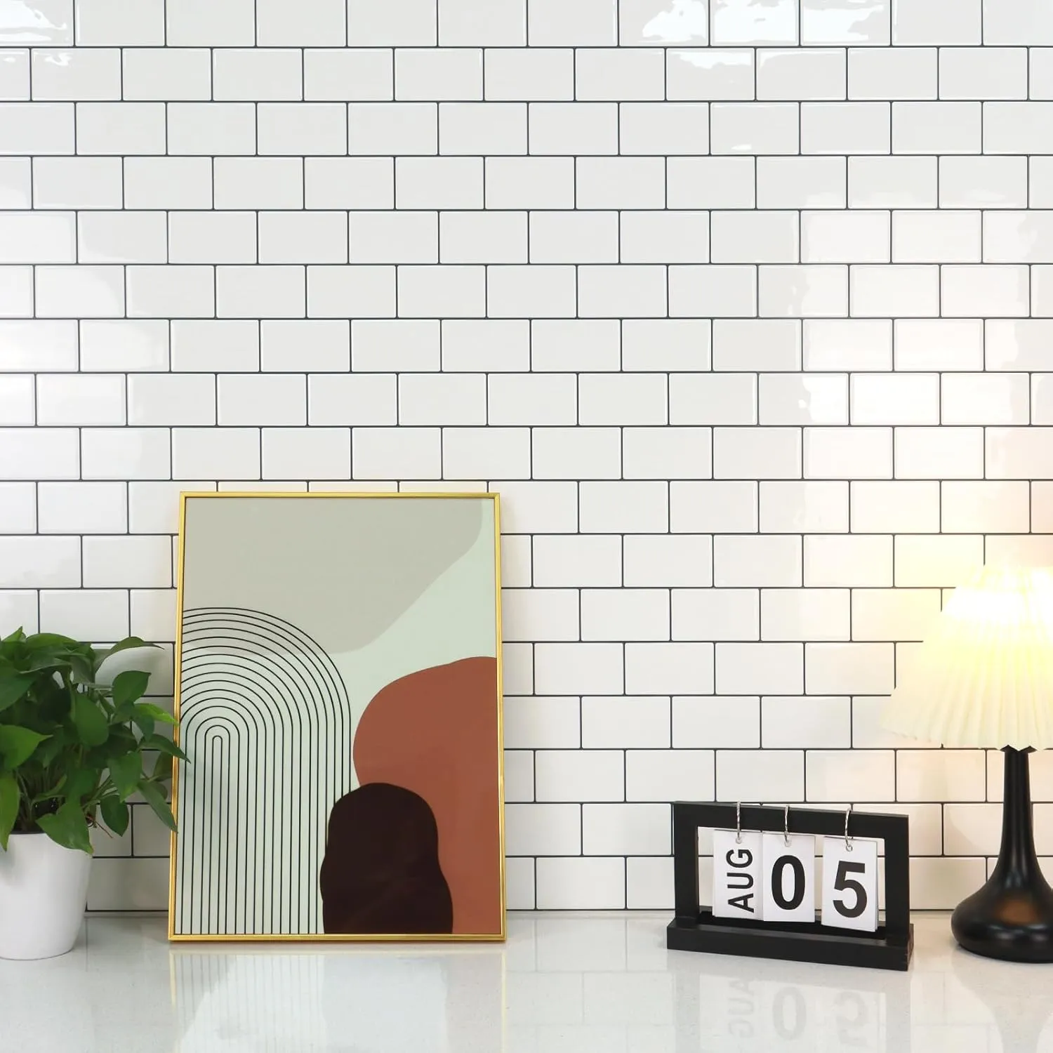 STICKGOO 10-Sheet White Subway Tiles Peel and Stick Backsplash, Stick on Tiles Kitchen Backsplash (Thicker Design)
