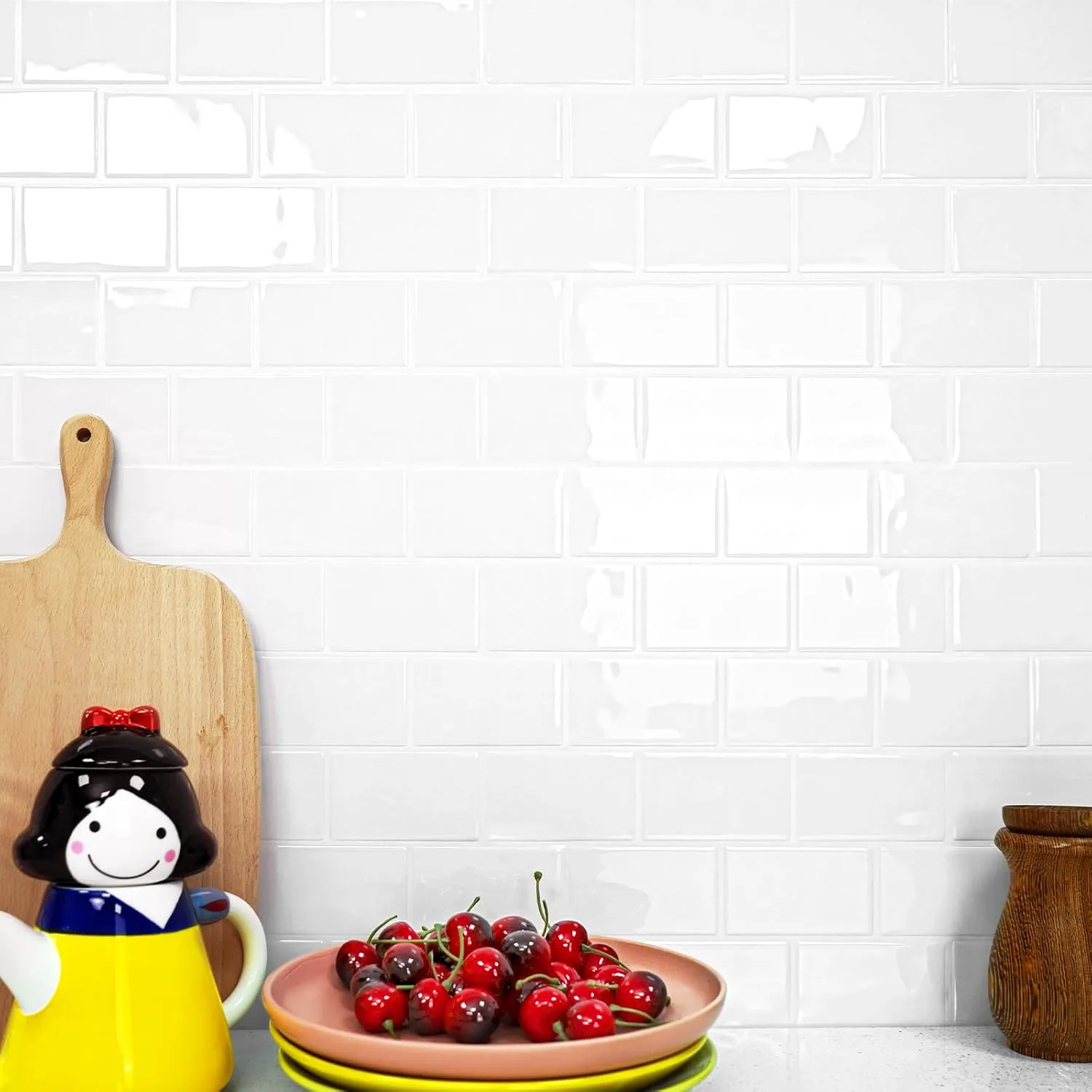 STICKGOO 10-Sheet White Subway Tiles Peel and Stick Backsplash, Stick on Tiles Kitchen Backsplash (Thicker Design)