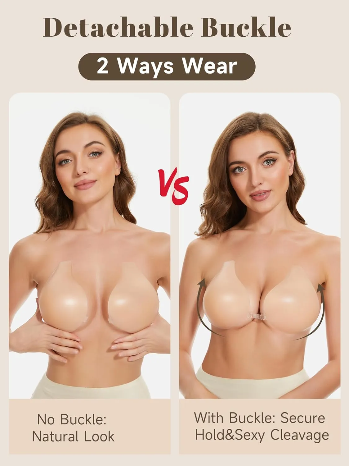 Sticky Bras for Women 2 Pairs Adhesive Bra Lift Invisible Silicone Backless Strapless Bra with 2PCS Nipple Covers