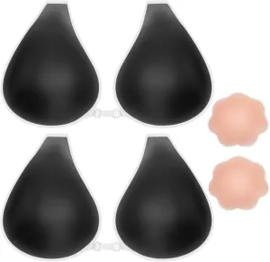 Sticky Bras for Women 2 Pairs Adhesive Bra Lift Invisible Silicone Backless Strapless Bra with 2PCS Nipple Covers