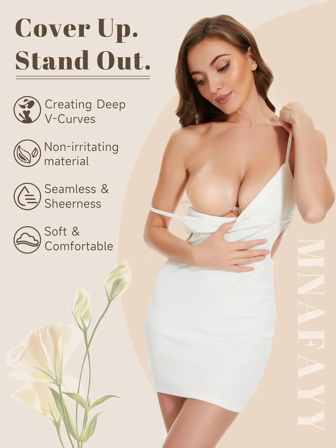 Sticky Bras for Women 2 Pairs Adhesive Bra Lift Invisible Silicone Backless Strapless Bra with 2PCS Nipple Covers