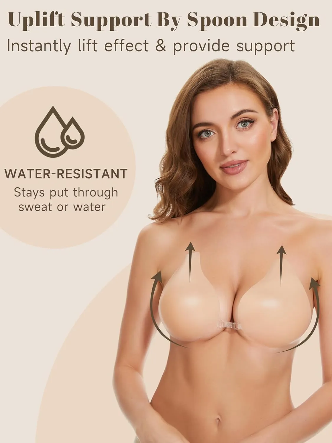 Sticky Bras for Women 2 Pairs Adhesive Bra Lift Invisible Silicone Backless Strapless Bra with 2PCS Nipple Covers