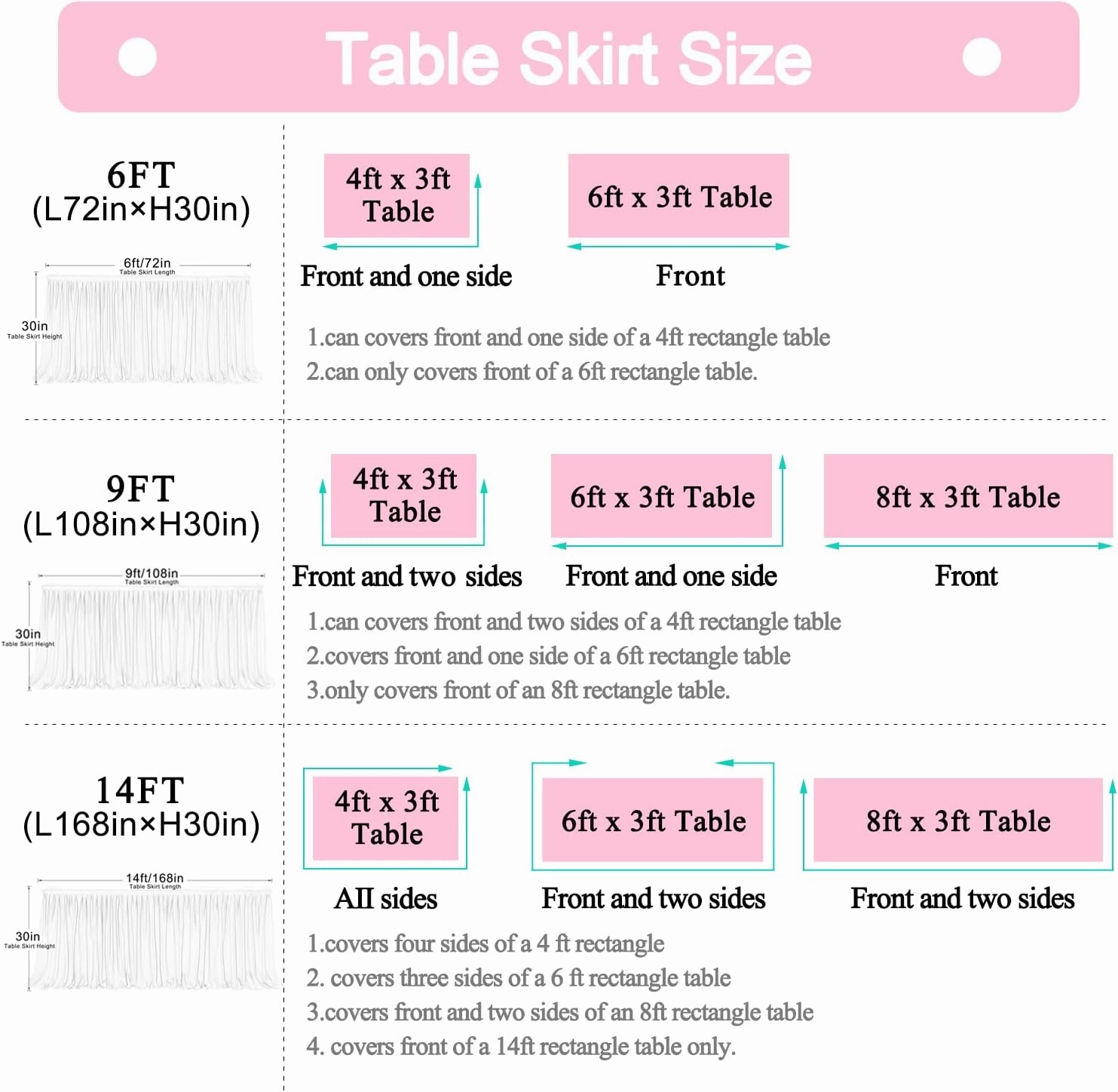 Suppromo 2 Pack 6ft Lavender Table Skirts for Rectangle Tables or Round Tables Lavender Ruffle Tulle Tutu Tablecloth for Girls Baby Shower Birthday Party Wedding Cake Dessert Table Decorations