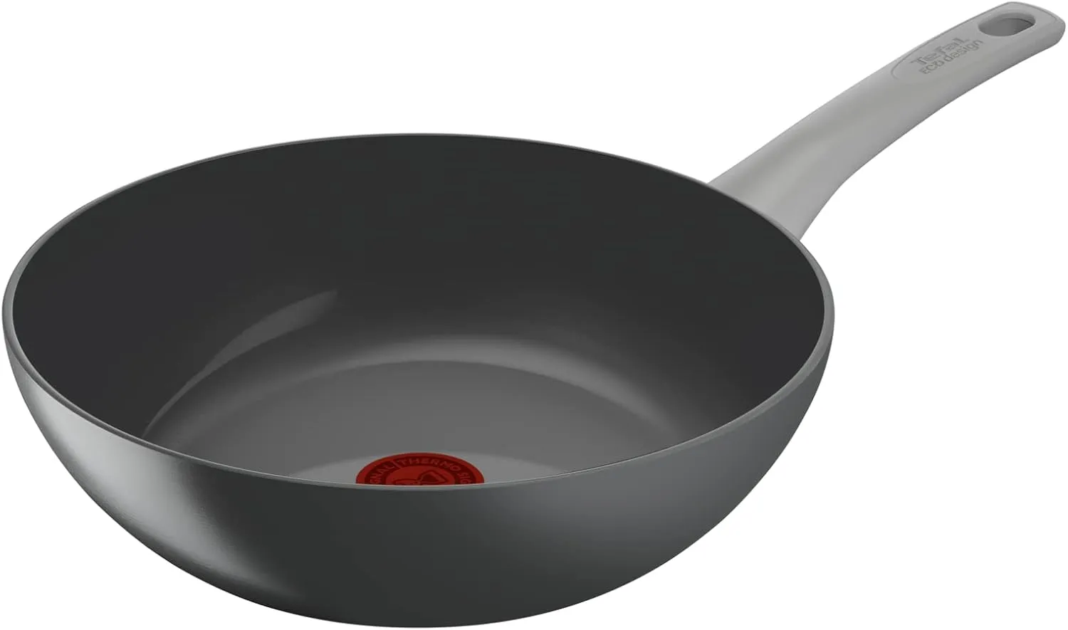 Tefal Renew On Wok Frying Pan Grey 28 cm, Ceramic Non-Stick Coating, Induction, Thermo-Signal Cooking Indicator, Eco-Design, Healthy Cooking, Made in France C4271932