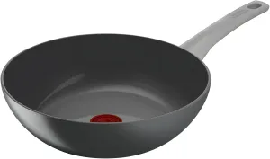 Tefal Renew On Wok Frying Pan Grey 28 cm, Ceramic Non-Stick Coating, Induction, Thermo-Signal Cooking Indicator, Eco-Design, Healthy Cooking, Made in France C4271932