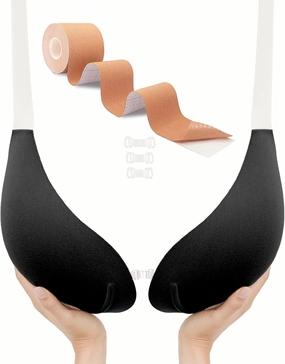 TITU Strapless Bra for Big Bust - Sticky Push Up for Large Breasts, Backless Plus Size Invisible with Boob Lift Tape