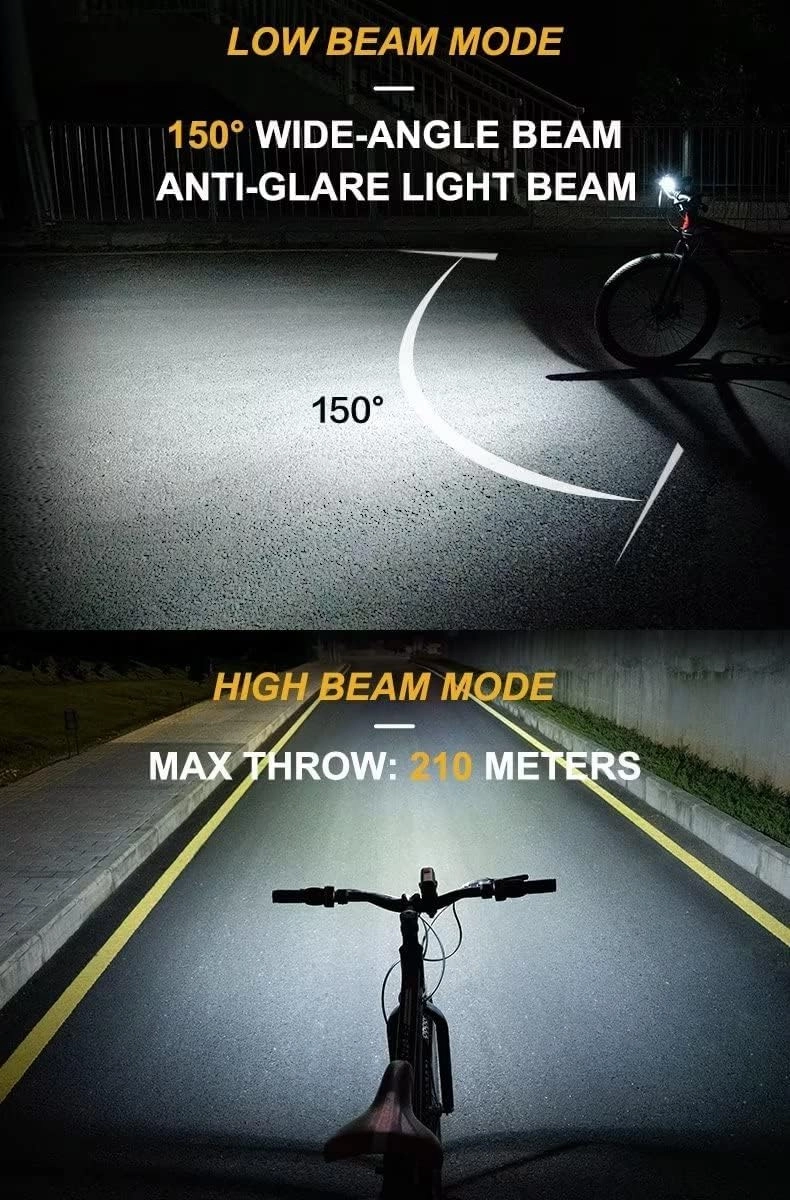 TOWILD DLite1800 Bike Lights for Night Riding 1800LM Dual Light Source System,Super Bright Front Bicycle Light Waterproof Bike Headlight for Mountain,Road,Commuter Cycling -Fits All Bikes