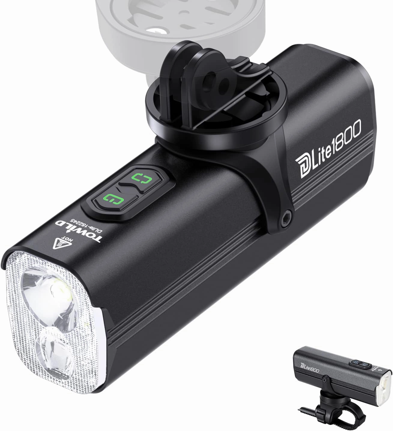 TOWILD DLite1800 Bike Lights for Night Riding 1800LM Dual Light Source System,Super Bright Front Bicycle Light Waterproof Bike Headlight for Mountain,Road,Commuter Cycling -Fits All Bikes