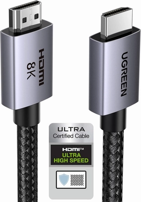 UGREEN 8K HDMI 2.1 Cable 48Gbps 1.6FT, Certified Ultra High Speed HDMI Cord Aluminum, 4K@240Hz 120Hz 10K 8K@60Hz, HDCP 2.2&2.3, eARC HDR 10 Dolby Compatible with PS5/Blu-ray/Roku TV/Switch/TV/Monitor