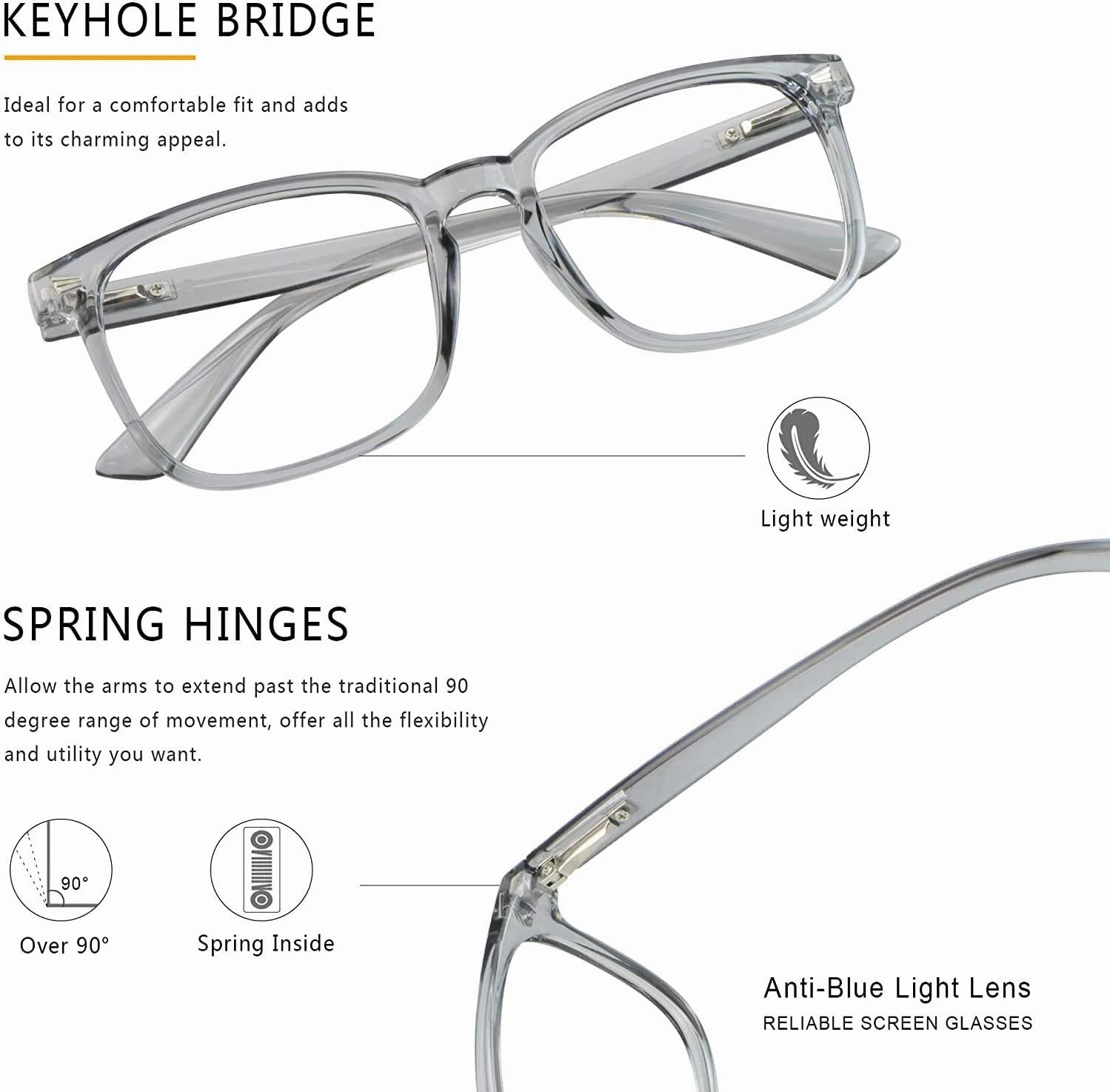 Vintage Square Progressive Multifocal Presbyopic Glasses, Photochromic Gray Sunglasses for Men Women Readers ( 0.00/ 1.00 Magnification)