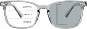 Vintage Square Progressive Multifocal Presbyopic Glasses, Photochromic Gray Sunglasses for Men Women Readers ( 0.00/ 1.00 Magnification)