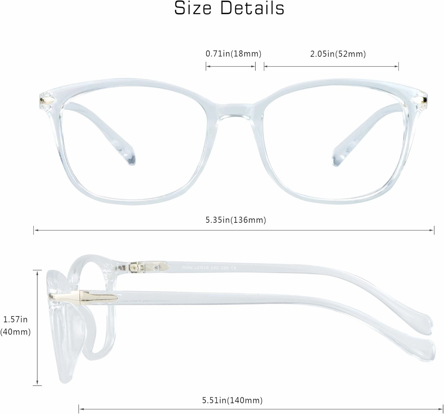 VisionGlobal Blue Light Blocking Glasses for Women, Anti Eyestrain, Computer Reading, TV Glasses, Stylish Square Frame, Anti Glare(Clear, 0.25 Magnification)