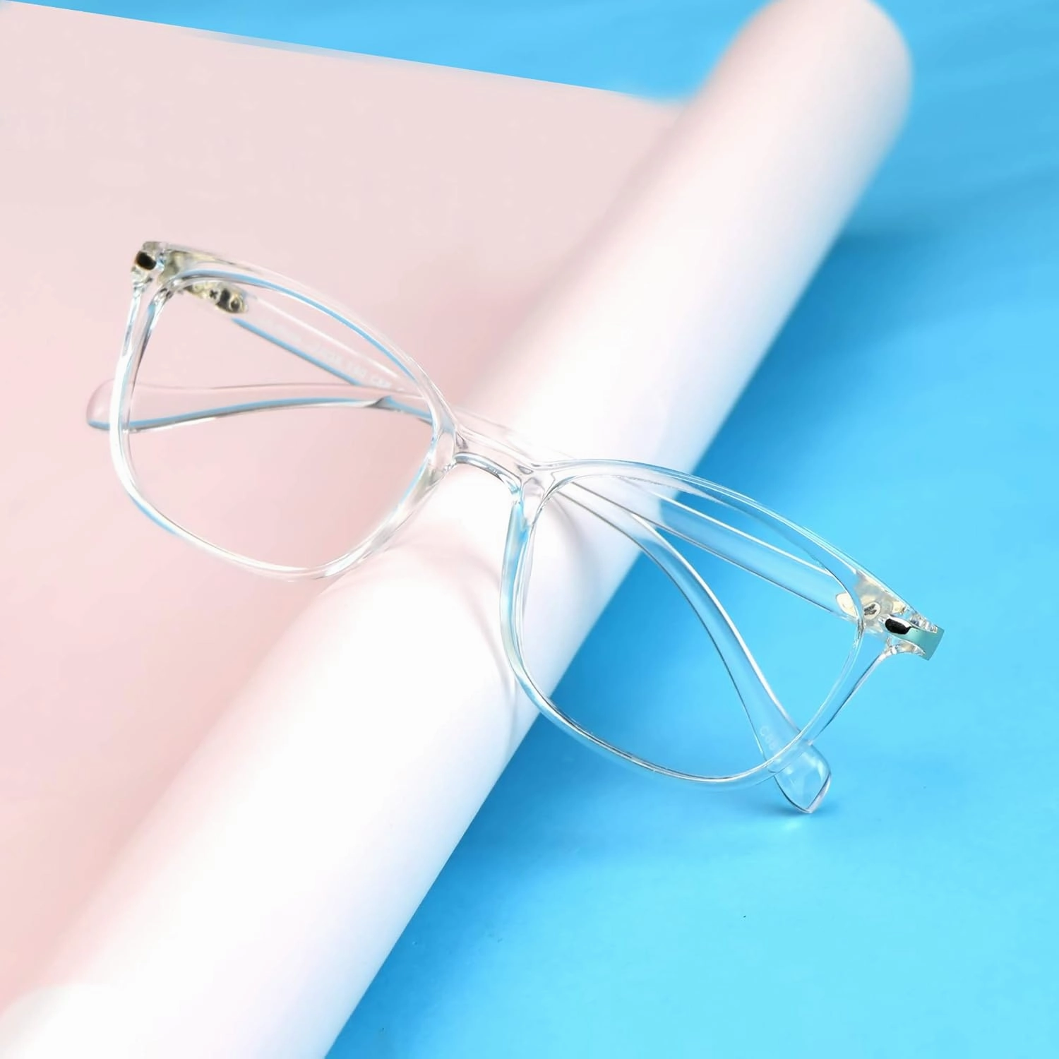 VisionGlobal Blue Light Blocking Glasses for Women, Anti Eyestrain, Computer Reading, TV Glasses, Stylish Square Frame, Anti Glare(Clear, 0.25 Magnification)