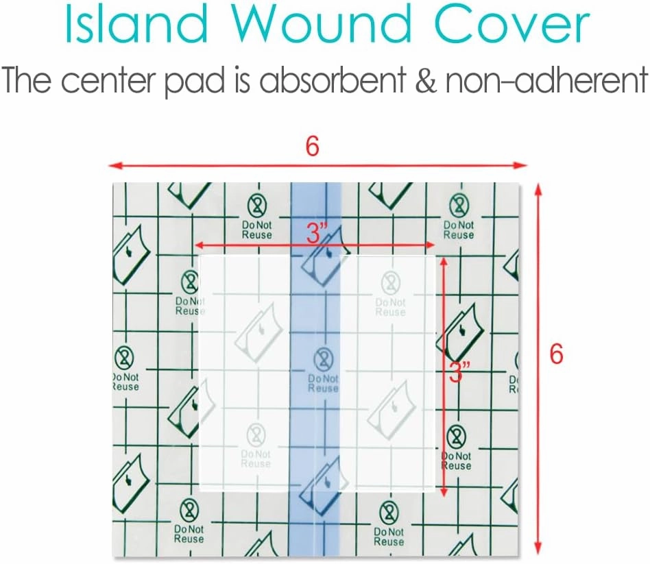 Waterproof Shower Cover with Non-Stick Center Pad for Large Port Surgery Incisions Protector Patch Transparent Film Clear Adhesive Wounds Dressing Bandage Shields (6x6 inch (Pack of 25))