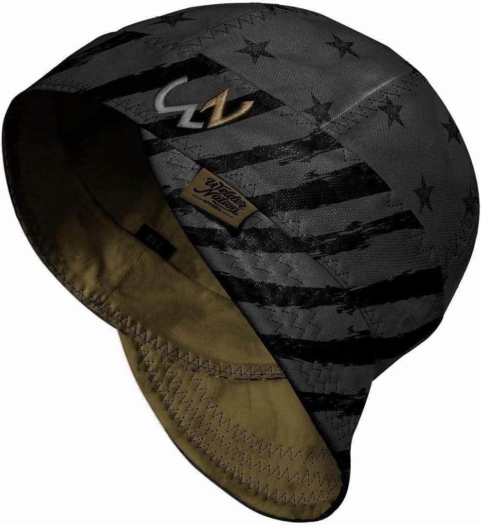 Welder Nation 8 Panel Soft, 8 oz Light Weight Cotton Welding Cap, Durable for Safety and Protection While Welding. Stick ARC